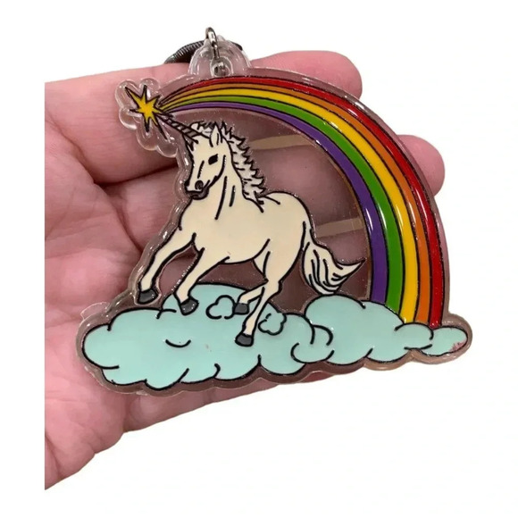 One of a kind upcycled handmade lucite rainbow Unicorn necklace - Picture 4 of 6